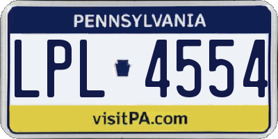PA license plate LPL4554