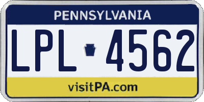 PA license plate LPL4562