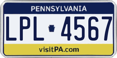 PA license plate LPL4567