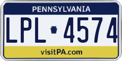 PA license plate LPL4574