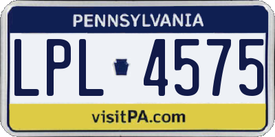 PA license plate LPL4575