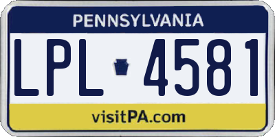 PA license plate LPL4581