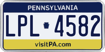PA license plate LPL4582