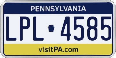 PA license plate LPL4585