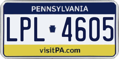 PA license plate LPL4605
