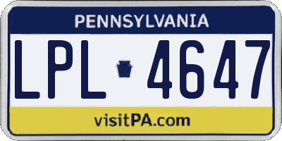 PA license plate LPL4647