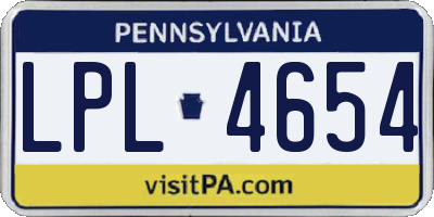 PA license plate LPL4654
