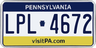 PA license plate LPL4672