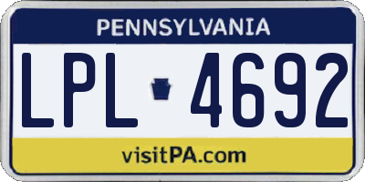 PA license plate LPL4692