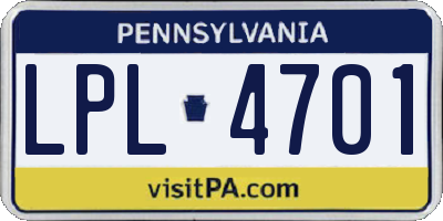 PA license plate LPL4701