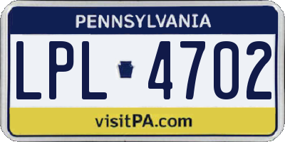 PA license plate LPL4702