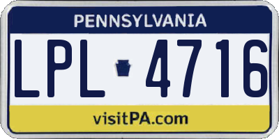 PA license plate LPL4716