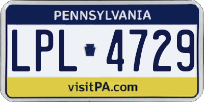 PA license plate LPL4729