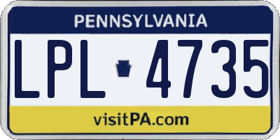 PA license plate LPL4735