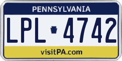 PA license plate LPL4742