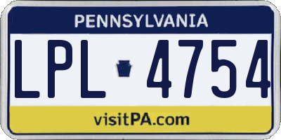 PA license plate LPL4754