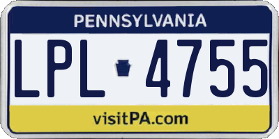 PA license plate LPL4755