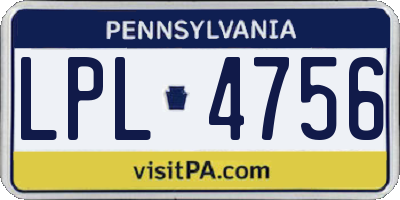PA license plate LPL4756