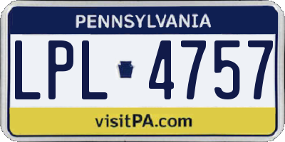 PA license plate LPL4757