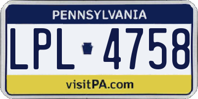 PA license plate LPL4758