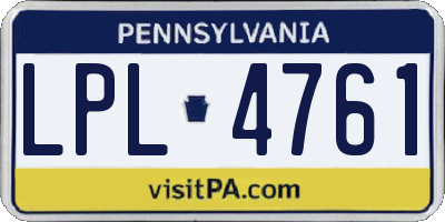 PA license plate LPL4761