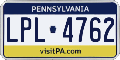 PA license plate LPL4762