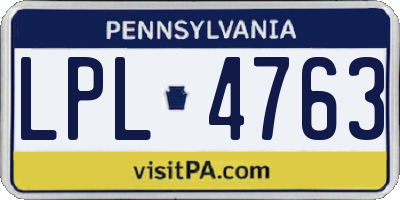 PA license plate LPL4763