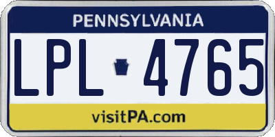 PA license plate LPL4765