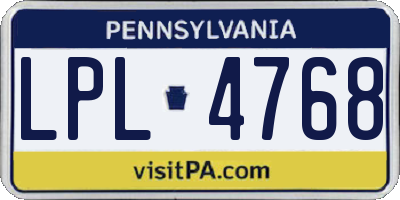 PA license plate LPL4768