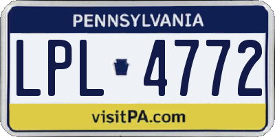 PA license plate LPL4772