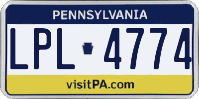PA license plate LPL4774