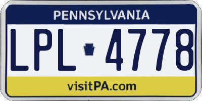 PA license plate LPL4778