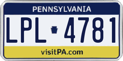 PA license plate LPL4781
