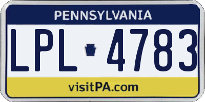PA license plate LPL4783