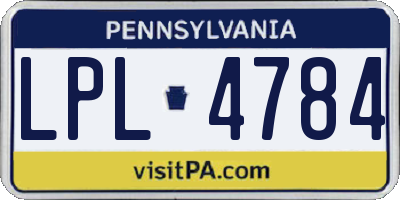 PA license plate LPL4784