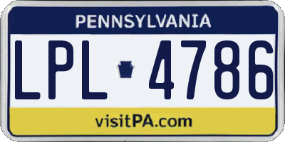 PA license plate LPL4786