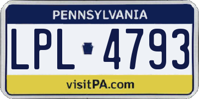 PA license plate LPL4793