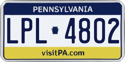 PA license plate LPL4802