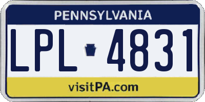 PA license plate LPL4831