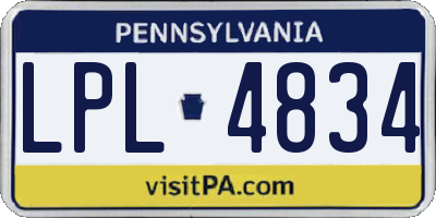 PA license plate LPL4834