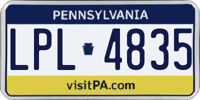 PA license plate LPL4835