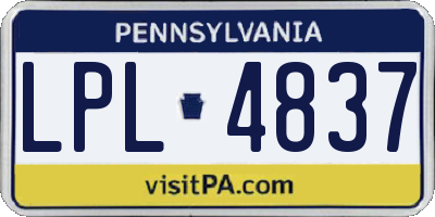 PA license plate LPL4837