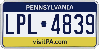 PA license plate LPL4839