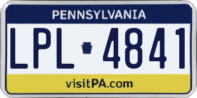 PA license plate LPL4841