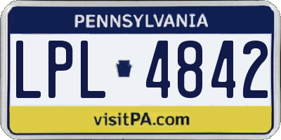 PA license plate LPL4842