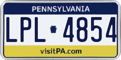 PA license plate LPL4854