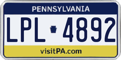 PA license plate LPL4892