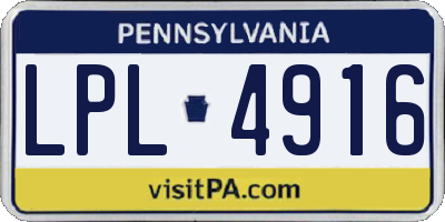 PA license plate LPL4916
