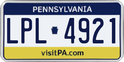 PA license plate LPL4921