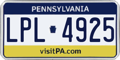 PA license plate LPL4925